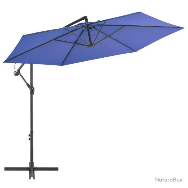 Parasol de jardin en porte--faux avec mt en aluminium bleu alsavelo
