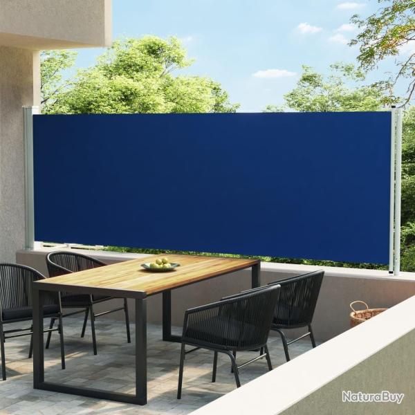 Auvent latral rtractable de patio 160x600 cm Bleu alsavelo
