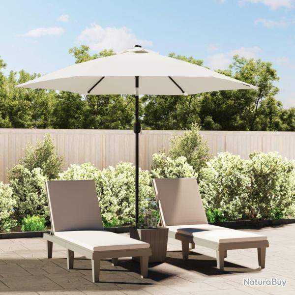 Parasol de jardin en porte-�-faux avec LED 3 m blanc sable