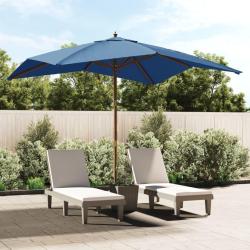 Parasol de jardin avec m&acirc;t en bois bleu azur&eacute; 300x300x273 cm