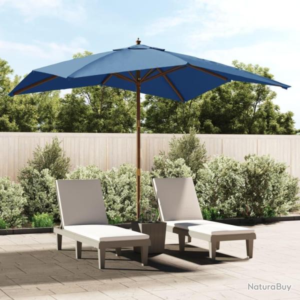 Parasol de jardin avec m�t en bois bleu azur� 300x300x273 cm