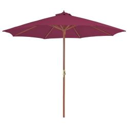 Parasol d'ext&eacute;rieur avec m&acirc;t en bois 300 cm rouge bordeaux