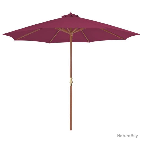 Parasol d'ext�rieur avec m�t en bois 300 cm rouge bordeaux