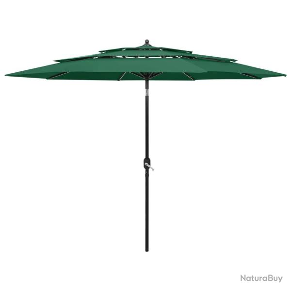 Parasol de jardin � 3 niveaux avec m�t en aluminium vert 3 m