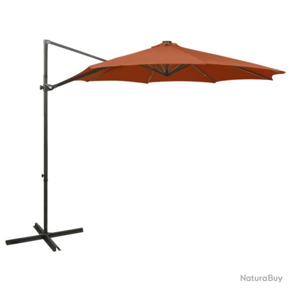 Parasol de jardin en porte-�-faux avec m�t et lumi�res LED alsavelo