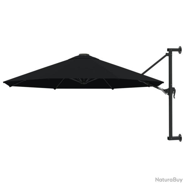 Parasol mural avec m�t en m�tal 300 cm Noir