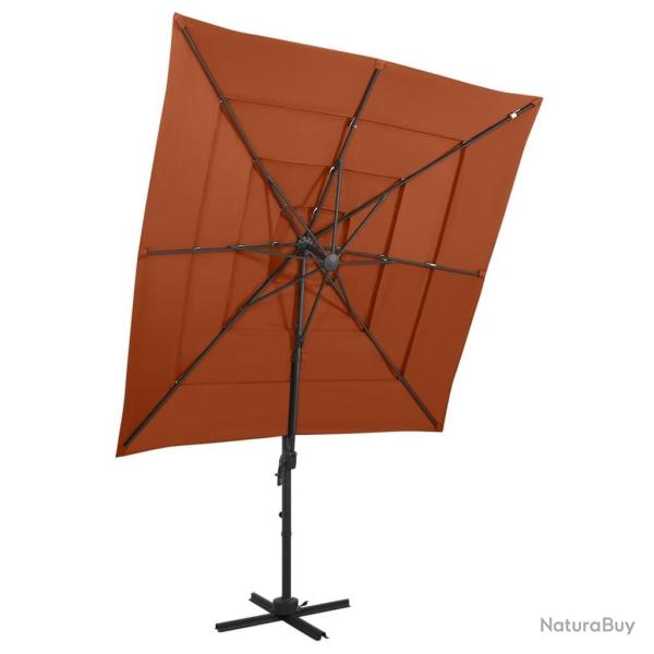 Parasol de jardin � 4 niveaux avec m�t en aluminium terre cuite