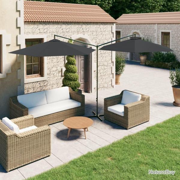 Parasol de jardin double avec mt en acier anthracite 600 cm alsavelo