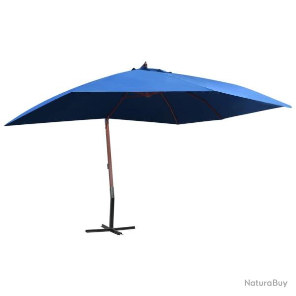 Parasol suspendu avec m�t en bois 400x300 cm Bleu
