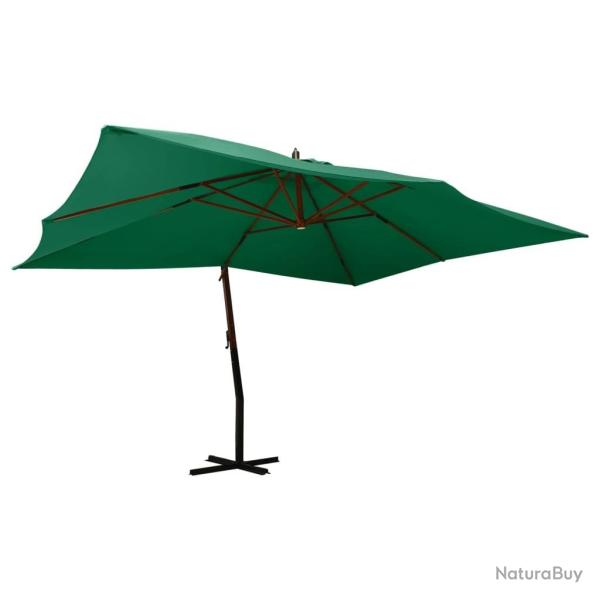 Parasol de jardin en porte--faux avec mt en bois vert alsavelo