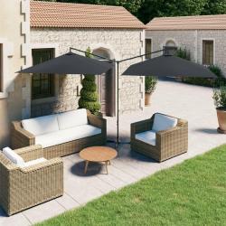 Parasol de jardin double avec m&acirc;t en acier anthracite 600x300cm