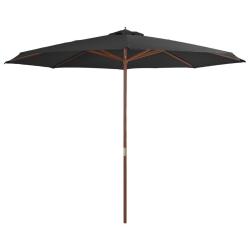 Parasol d'ext&eacute;rieur avec m&acirc;t en bois 350 cm Anthracite