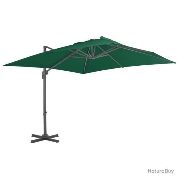 Parasol de jardin en porte--faux et poteau en aluminium vert alsavelo