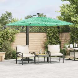 Parasol de jardin avec m&acirc;t en acier vert 246x246x230 cm