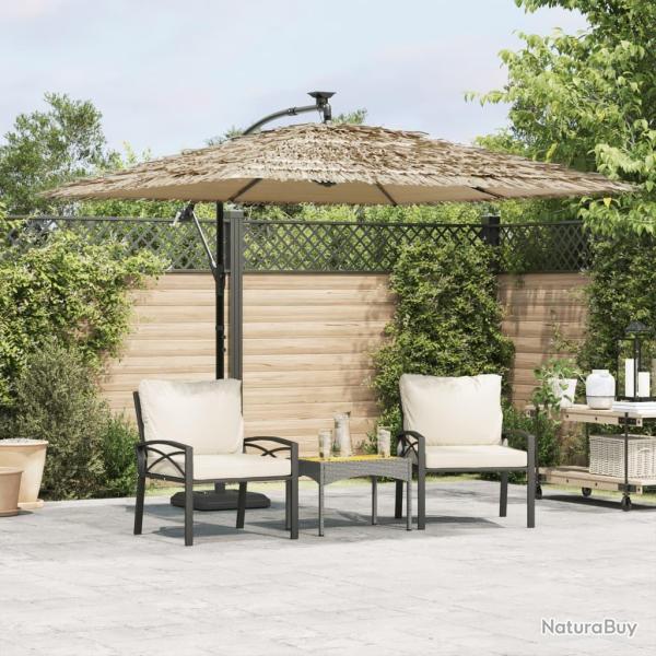 Parasol de jardin avec m�t en acier marron 269x269x235 cm
