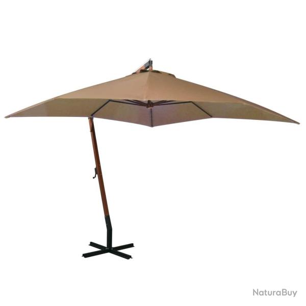 Parasol de jardin suspendu avec mt Taupe bois de sapin massif alsavelo