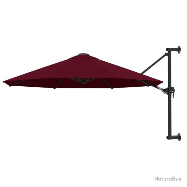 Parasol mural avec m�t en m�tal 300 cm Bordeaux