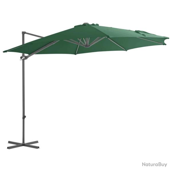 Parasol de jardin en porte-�-faux avec m�t en acier vert alsavelo