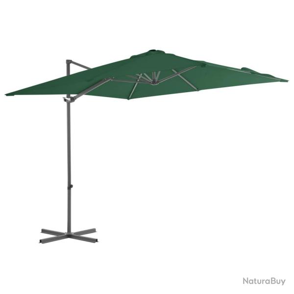 Parasol de jardin en porte--faux avec mt en acier vert alsavelo