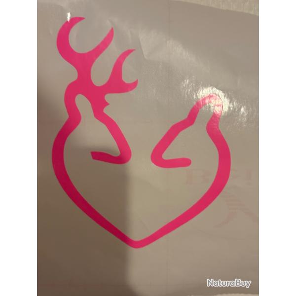 1x  Autocollants cerfs & biche chasseresse rose fluo BROWNING 1Euro sans r�serve !!