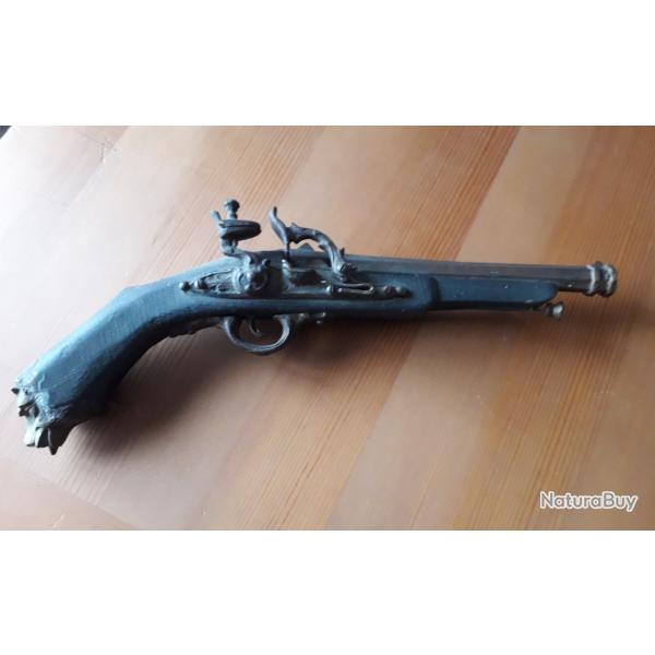 R�plique de pistolet � silex,  bronze et bois