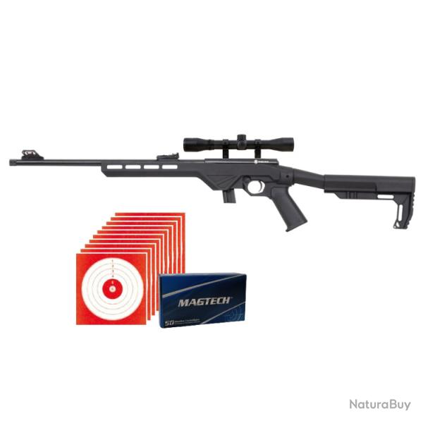 Wahoo !Pack 22LR Citadel Trakr + Lunette 3-9x40 + Montage + 50 Balles + Cibles + Cadenas de s�curit�