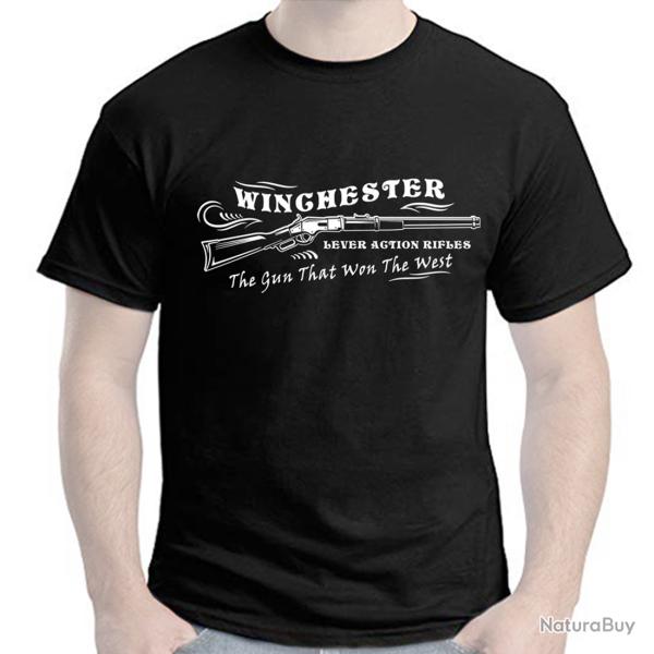 T-SHIRT - WINCHESTER LEVER ACTION RIFLES - calibre .44-40 -carabine culte Far West - .44 WCF Western