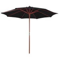 Parasol avec m&acirc;t en bois 300x258 cm Noir alsavelo