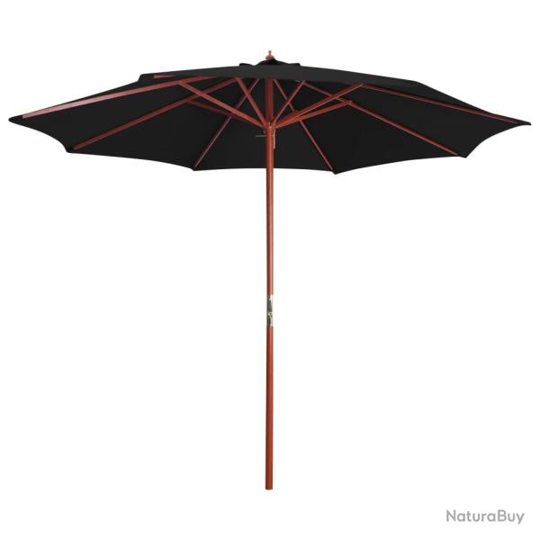 Parasol avec m�t en bois 300x258 cm Noir