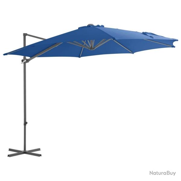 Parasol de jardin en porte-�-faux avec m�t en acier bleu azur�