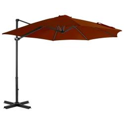 Parasol de jardin en porte-&agrave;-faux avec m&acirc;t en aluminium alsavelo