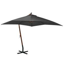 Parasol de jardin suspendu avec m&acirc;t Anthracite bois de sapin alsavelo