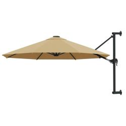 Parasol mural avec m&acirc;t m&eacute;tallique 300 cm Taupe