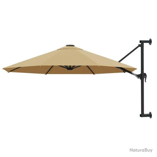 Parasol mural avec m�t m�tallique 300 cm Taupe alsavelo