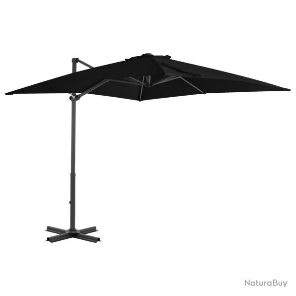 Parasol de jardin en porte--faux et mt en aluminium noir alsavelo