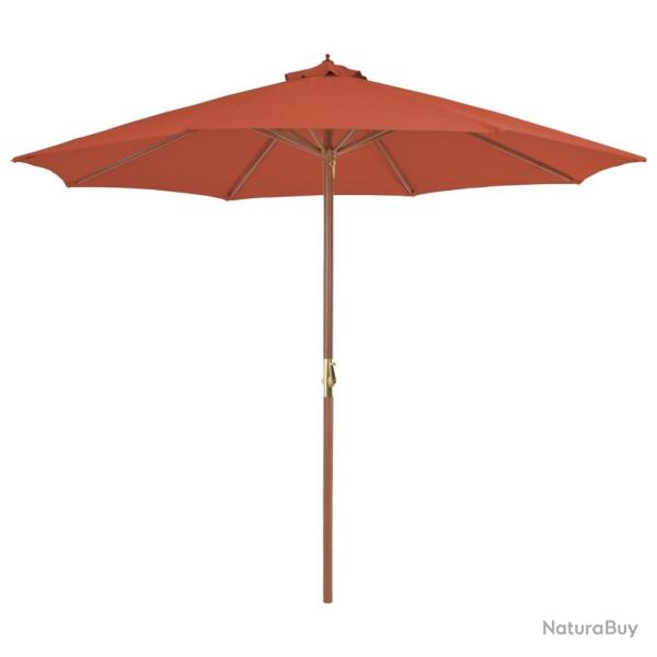 Parasol d'ext�rieur avec m�t en bois 300 cm terre cuite