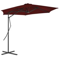 Parasol de jardin avec m&acirc;t en acier rouge bordeaux 300x230 cm