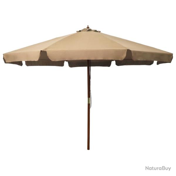 Parasol d'extrieur avec mt en bois 330 cm Taupe alsavelo