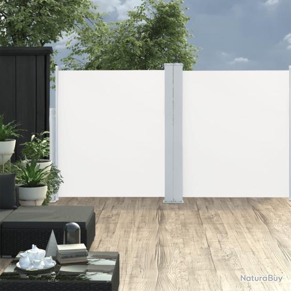 Auvent lat�ral double r�tractable de patio 170x600 cm Cr�me