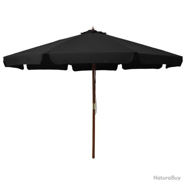 Parasol d'ext�rieur avec m�t en bois 330 cm Noir