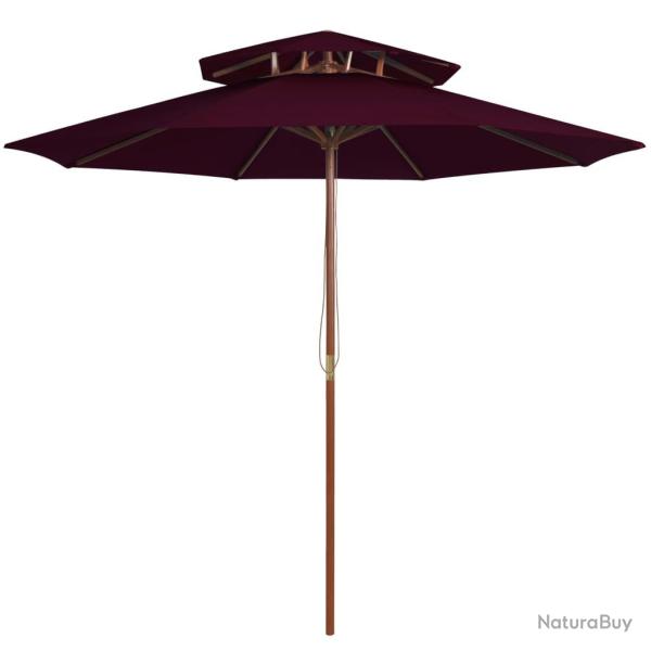 Parasol � deux �tages avec m�t en bois rouge bordeaux 270 cm