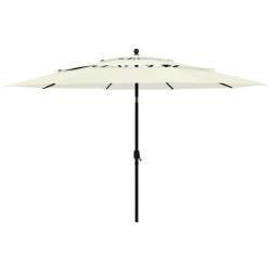 Parasol de jardin &agrave; 3 niveaux avec m&acirc;t en aluminium sable 3,5 m