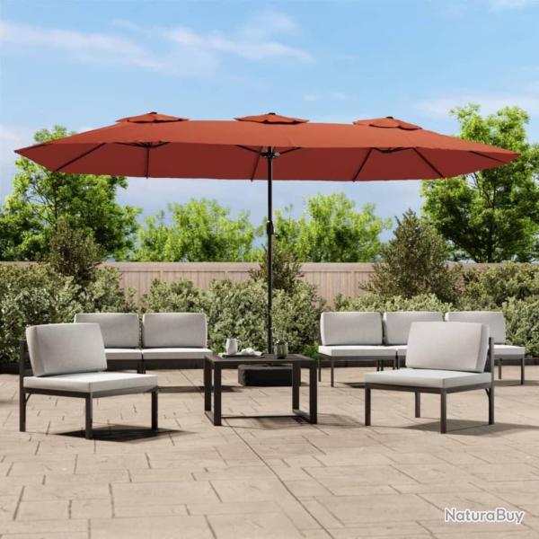 Parasol de jardin � double t�te avec LED terre cuite 449x245 cm