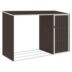 Abri &agrave; bois de jardin Marron 245x98x159 cm Acier galvanis&eacute;