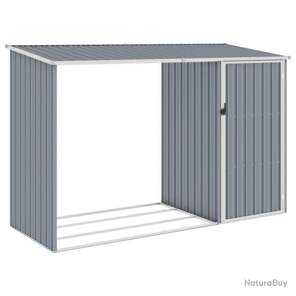 Abri � bois de jardin Gris 245x98x159 cm Acier galvanis�