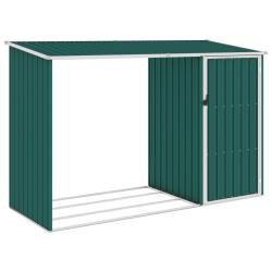 Abri &agrave; bois de jardin Vert 245x98x159 cm Acier galvanis&eacute;
