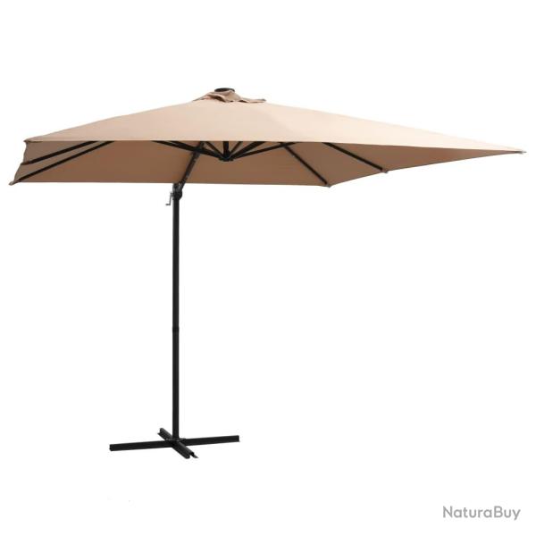 Parasol de jardin en porte--faux lumires LED et mt en acier alsavelo