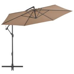 Parasol de jardin en porte-&agrave;-faux et poteau en aluminium taupe alsavelo