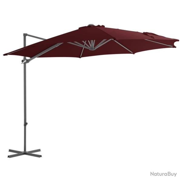 Parasol de jardin en porte-�-faux m�t en acier rouge bordeaux alsavelo