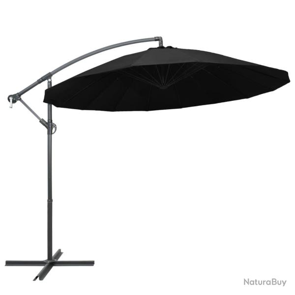 Parasol suspendu avec poteau noir 3 m